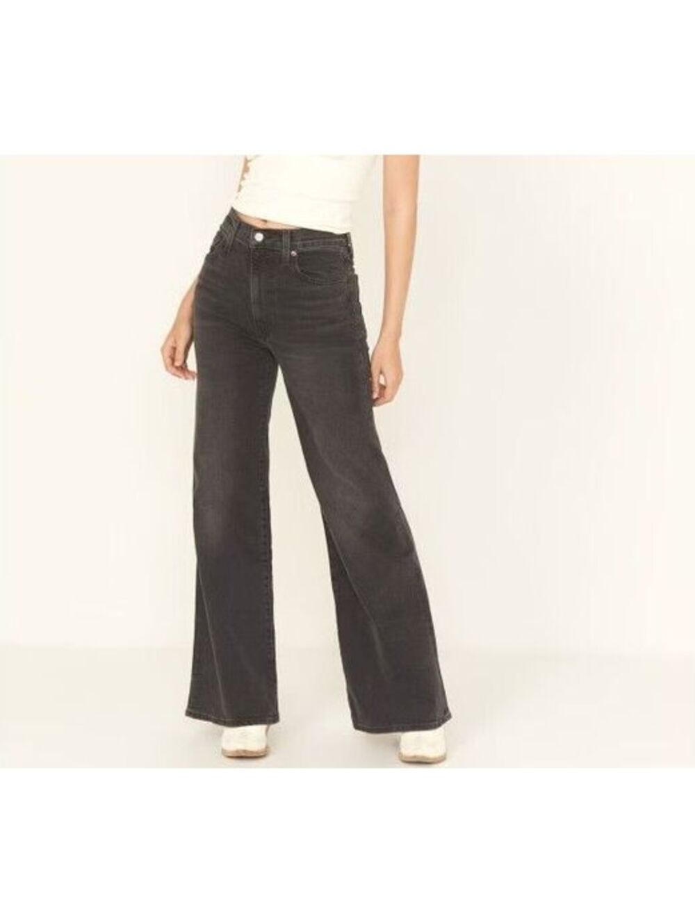 Levi's Ribcage Bell Jeans Womens 29 Actual W30 L30 Charcoal Gray Flare High Rise